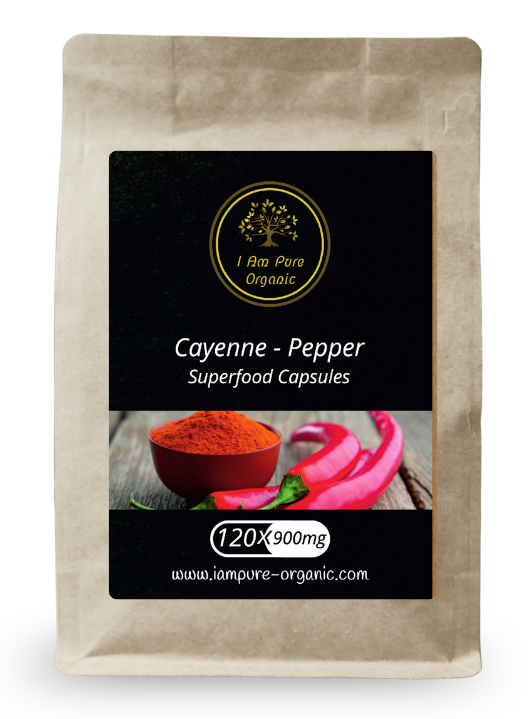 Cayenne pepper capsules supporting heart health and healthy blood circulation