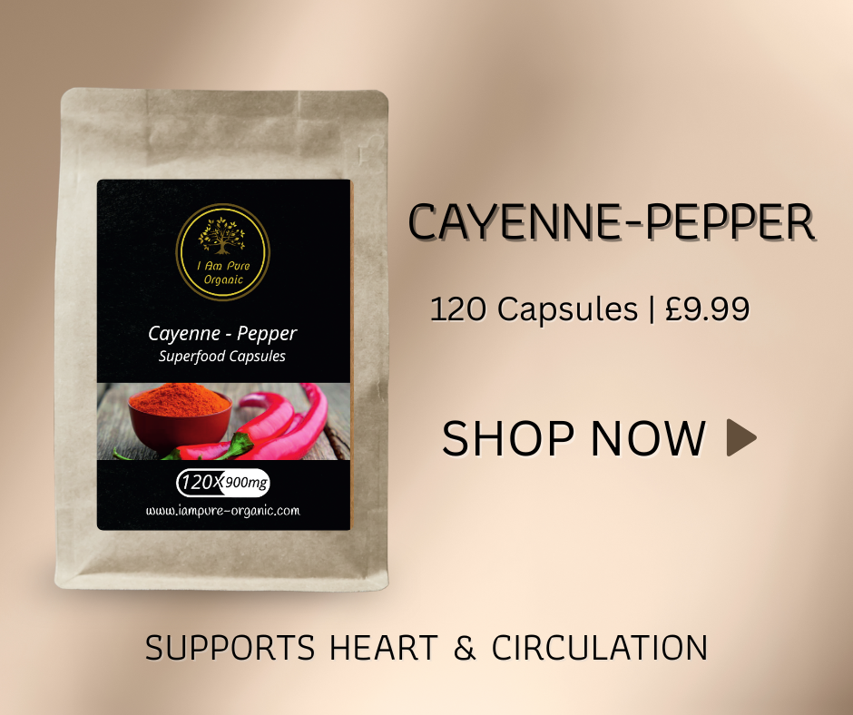 Cayenne pepper capsules supporting heart health and healthy blood circulation