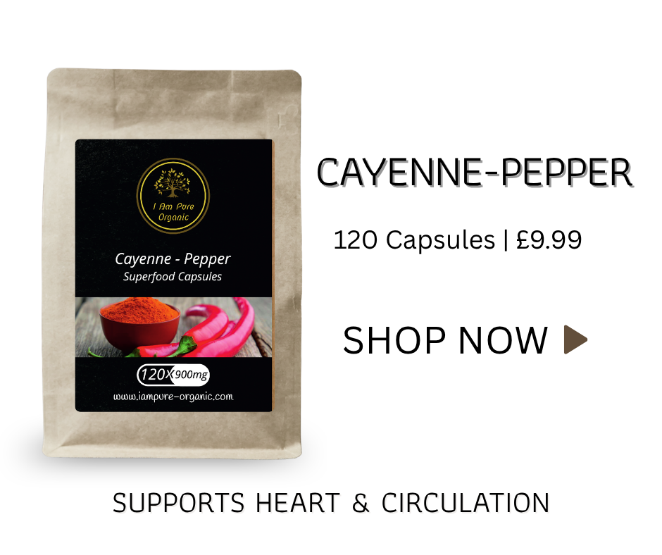 Cayenne pepper capsules supporting heart health and healthy blood circulation